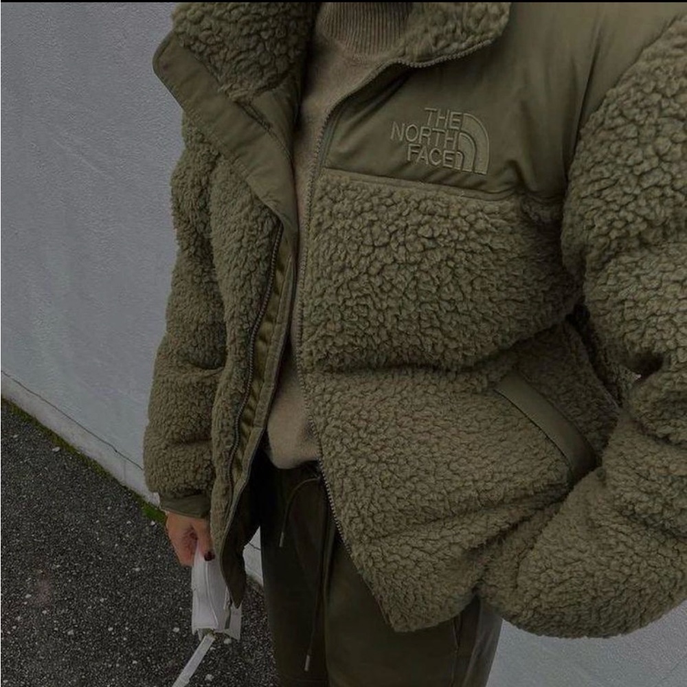 THE NORTH FACE - Olive Shearling Nuptse Puffer Jacket - Picture 2 of 16